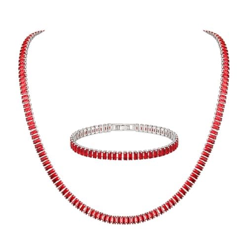 Crystal Necklace Bracelet Jewelry Set for Women Girl