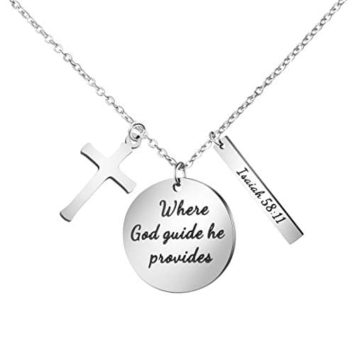 Christian Bible Verse Cross Pendant Necklace for Women - Faith Prayer Charm Jewelry for Birthday and Christmas