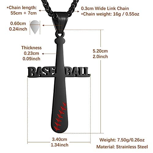 Baseball Cross Necklace for Son: Christmas Birthday Gift from Mom Dad