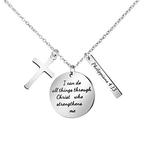 Christian Bible Verse Cross Pendant Necklace for Women - Faith Prayer Charm Jewelry for Birthday and Christmas