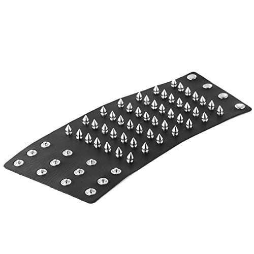 HZMAN Black Metal Spike Studded Leather Bracelet