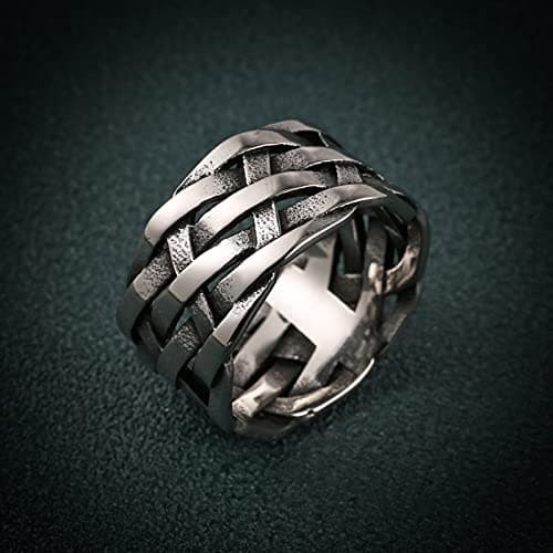 Stainless Steel Woven Plaited Braided Ring for Men and Women