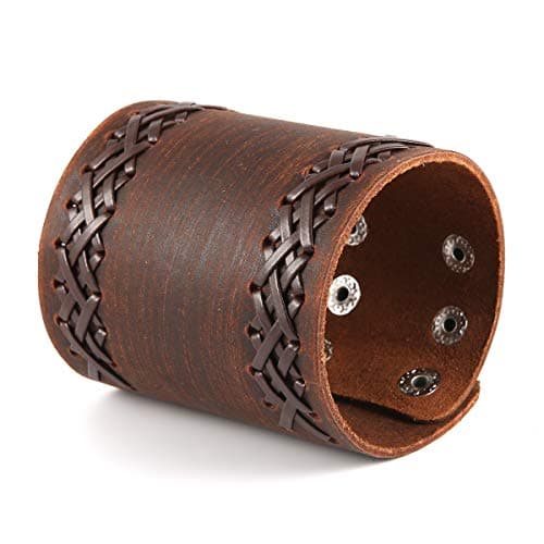 Handmade Leather Bracelet with Adjustable Buckle