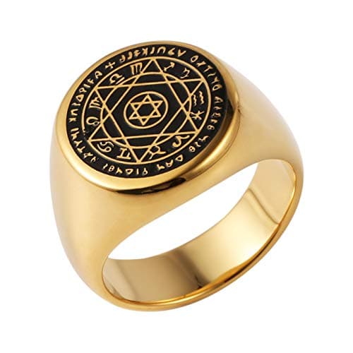HZMAN Solomon Seal Constellation Rings Stainless Steel for Men Women