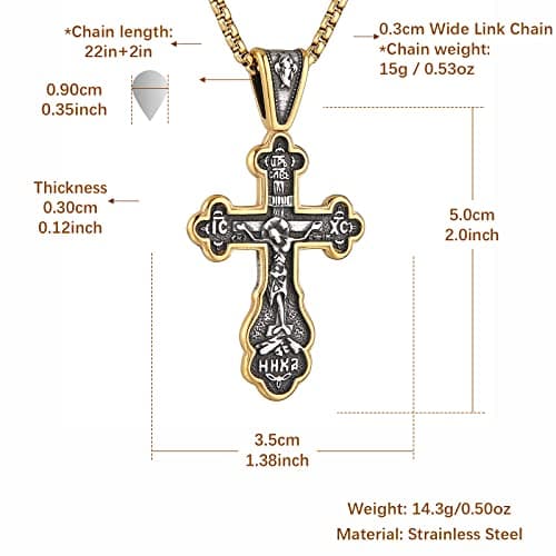 HZMAN Byzantine Cross Necklace for Men and Women