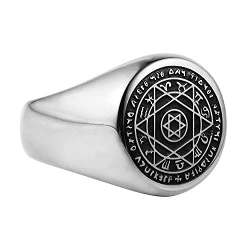 HZMAN Solomon Seal Constellation Rings Stainless Steel for Men Women