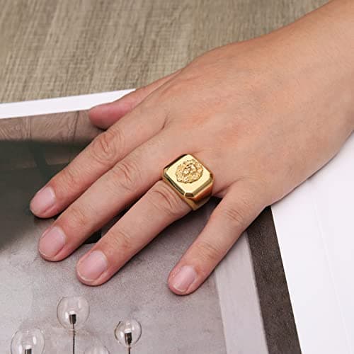 HZMAN Gold Lion Head Ring