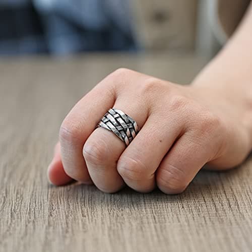 Stainless Steel Woven Plaited Braided Ring for Men and Women