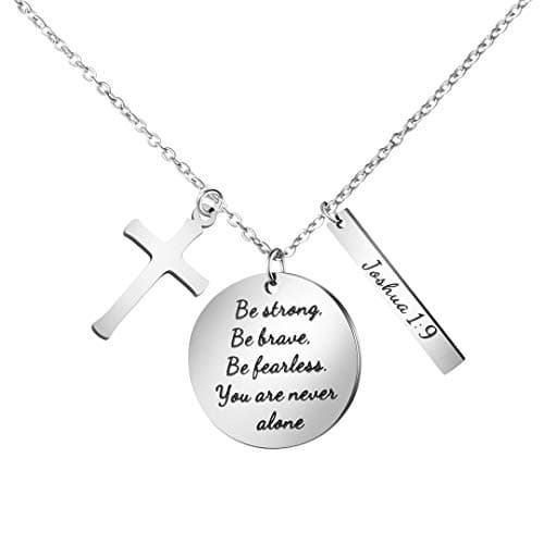 Christian Bible Verse Cross Pendant Necklace for Women - Faith Prayer Charm Jewelry for Birthday and Christmas