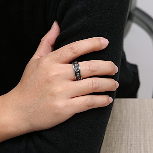 HZMAN Stainless Steel Moon Star Sun Statement Ring for Women Men