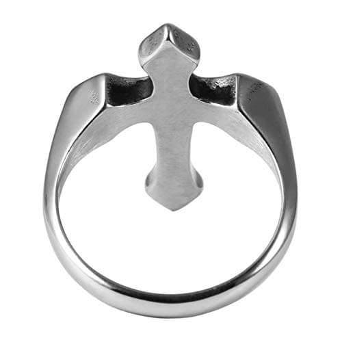 HZMAN Christian Cross Ring, Retro Simple Stainless Steel.