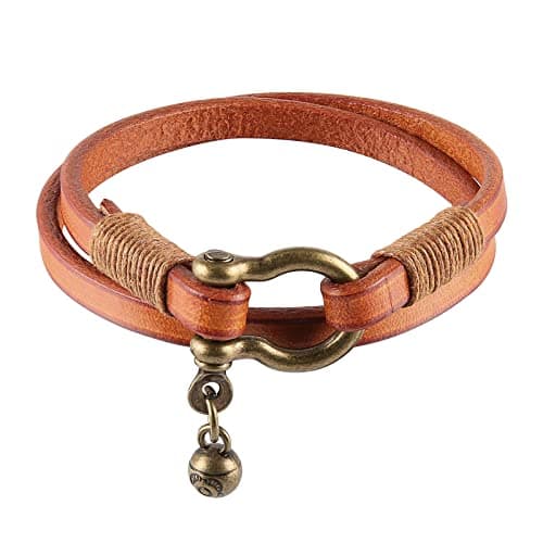 Handmade Leather Cuff Bracelet for Women with Small Bells