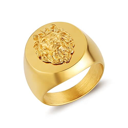 HZMAN Gold Lion Head Ring