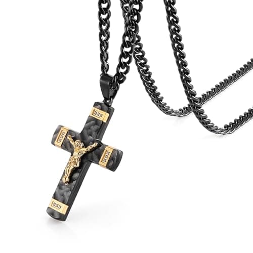 Stainless Steel Crucifix Cross Necklace for Men and Boys