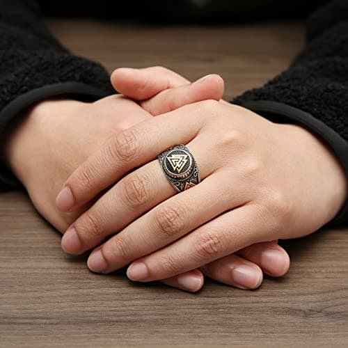 HZMAN Norse Viking Valknut Ring for Men Women Stainless SteelVintage Odin Symbol Warrior Amulet Ring Protection Jewelry Gift