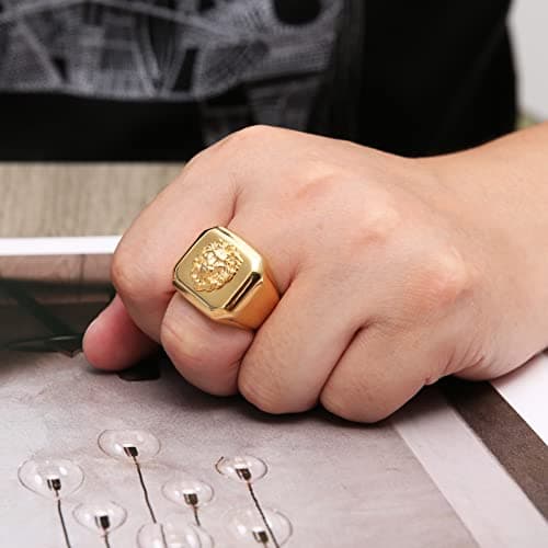 HZMAN Gold Lion Head Ring