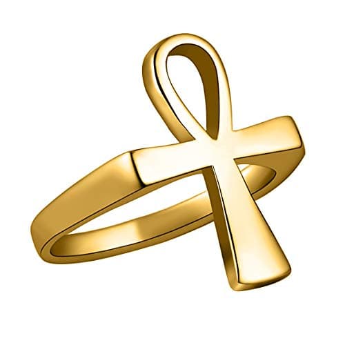 Stainless Steel Ankh Cross Ring for Men Women
