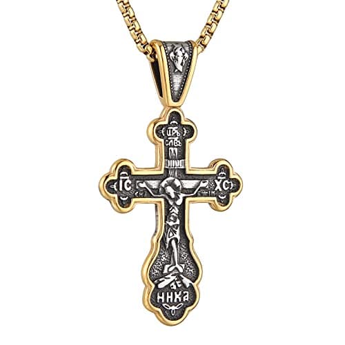 HZMAN Byzantine Cross Necklace for Men and Women