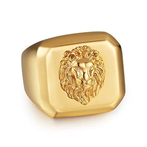 HZMAN Gold Lion Head Ring