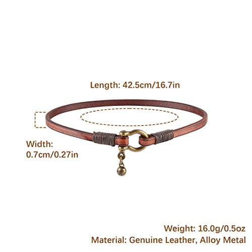 Handmade Leather Cuff Bracelet for Women with Small Bells