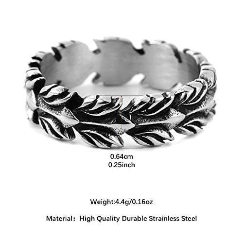 HZMAN Vintage Olive Branch Ring Stainless Steel for Men and Women Size 7-12
