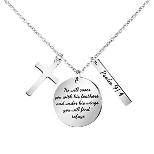 Christian Bible Verse Cross Pendant Necklace for Women - Faith Prayer Charm Jewelry for Birthday and Christmas