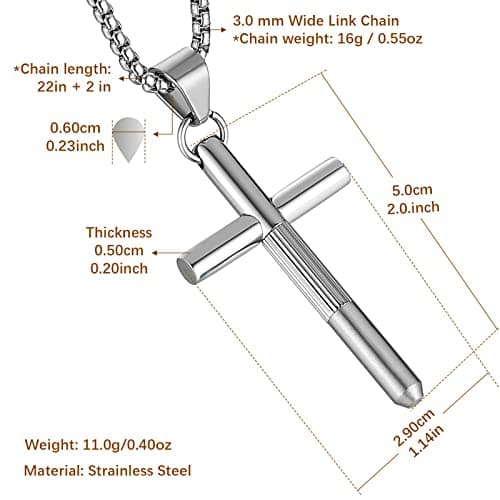 Stainless Steel Steampunk Cross Necklace for Men