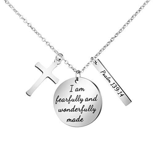 Christian Bible Verse Cross Pendant Necklace for Women - Faith Prayer Charm Jewelry for Birthday and Christmas