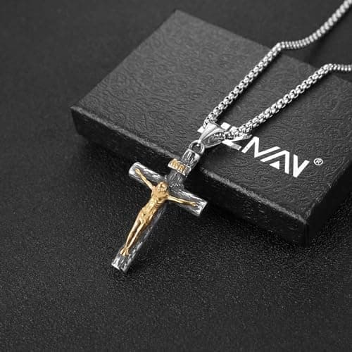 Stainless Steel Crucifix Cross Necklace for Men and Women with 24 Chain