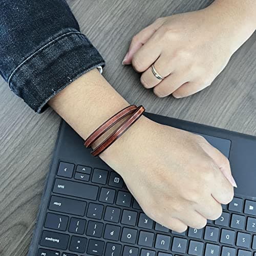 Handmade Leather Cuff Bracelet for Women with Small Bells
