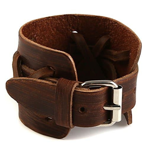 Men's Brown Leather Cuff Bracelet Gift