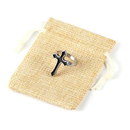 HZMAN Christian Cross Ring, Retro Simple Stainless Steel.