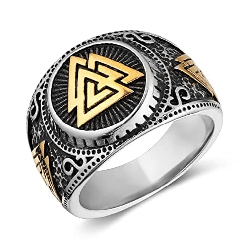 HZMAN Norse Viking Valknut Ring for Men Women Stainless SteelVintage Odin Symbol Warrior Amulet Ring Protection Jewelry Gift