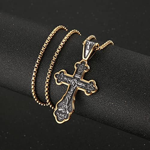 HZMAN Byzantine Cross Necklace for Men and Women