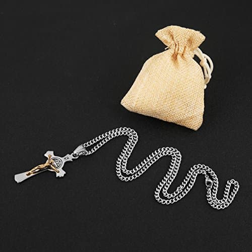 HZMAN Saint St. Benedict Crucifix Cross Necklace