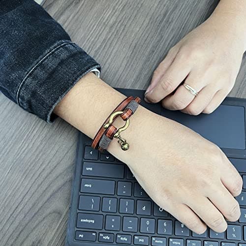 Handmade Leather Cuff Bracelet for Women with Small Bells