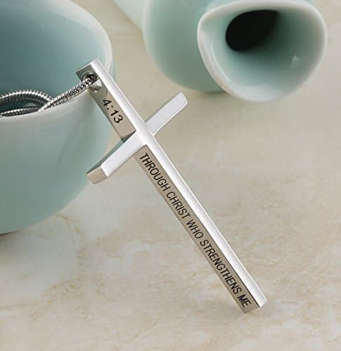 Philippians 4:13 Cross Necklace for Strength
