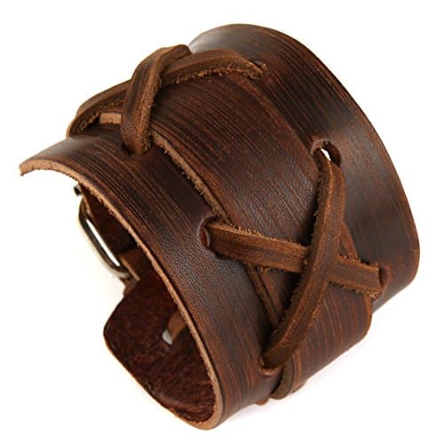 Men's Brown Leather Cuff Bracelet Gift