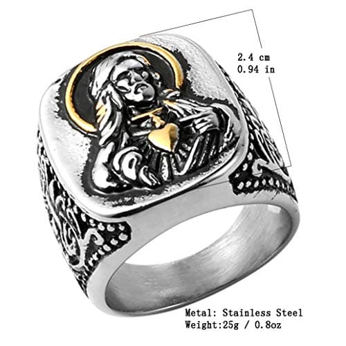 Vintage Jesus Blessing Christian Stainless Steel Rings