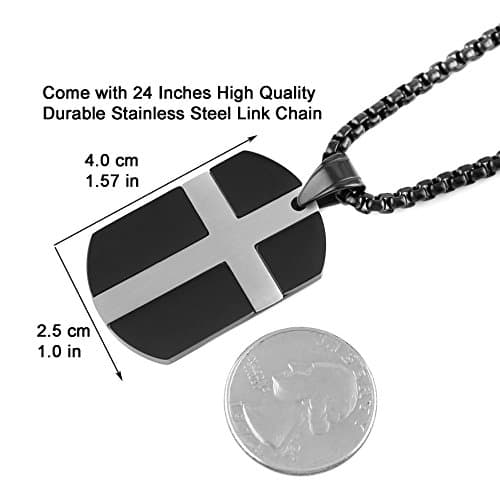 HZMAN Stainless Steel Cross Dog Tag Necklace - Isaiah 41:10 Bible Verse