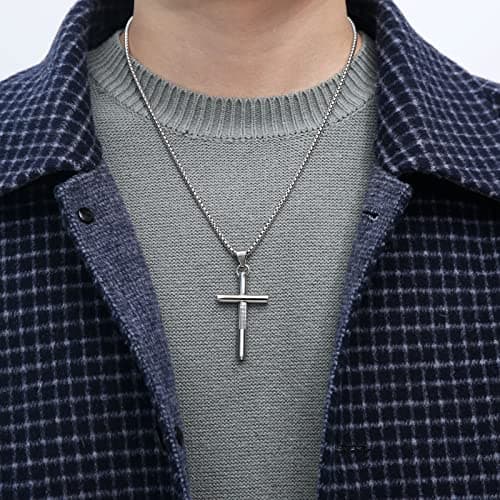 Stainless Steel Steampunk Cross Necklace for Men