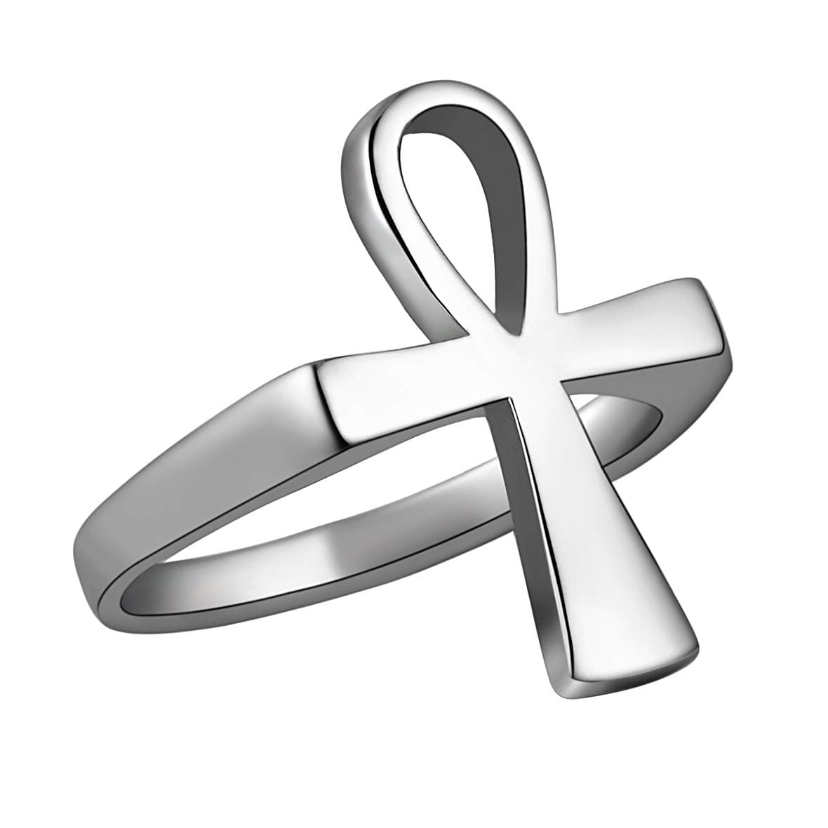 Stainless Steel Ankh Cross Ring for Men Women