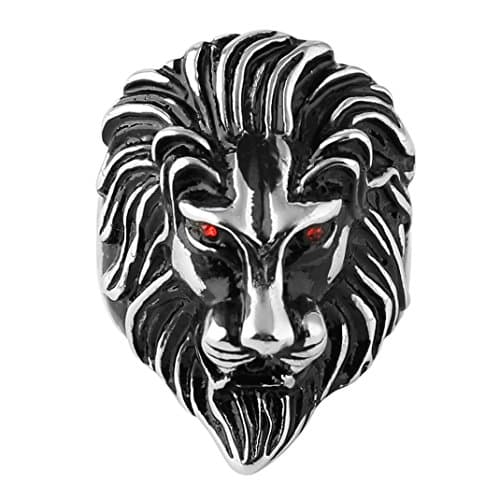 Vintage Stainless Steel Lion Rings – Men's Gothic Biker Ring