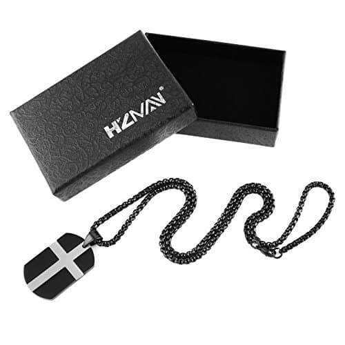 HZMAN Stainless Steel Cross Dog Tag Necklace - Isaiah 41:10 Bible Verse