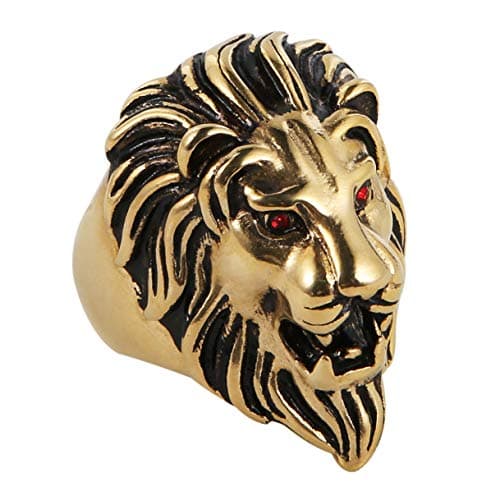 Vintage Stainless Steel Lion Rings – Men's Gothic Biker Ring