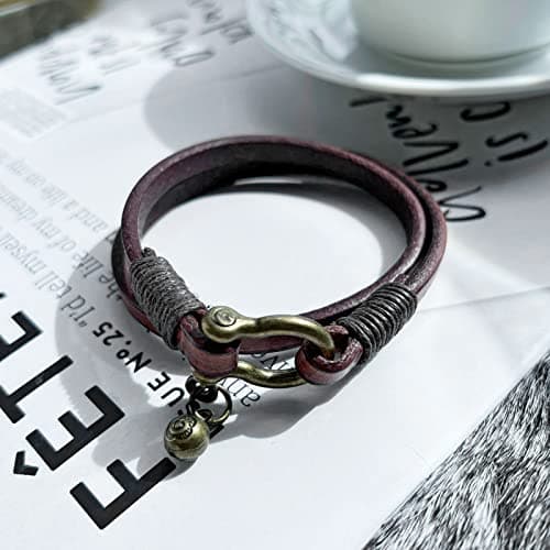 Handmade Leather Cuff Bracelet for Women with Small Bells
