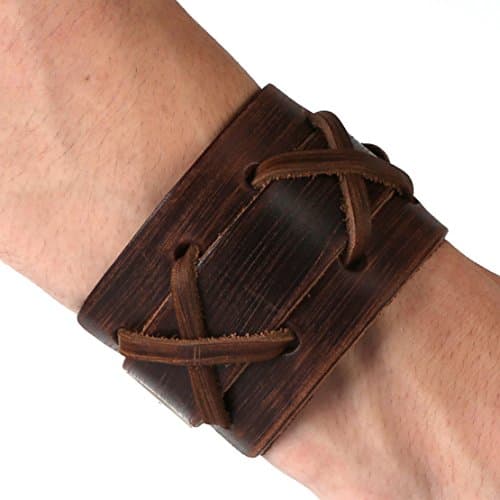 Men's Brown Leather Cuff Bracelet Gift