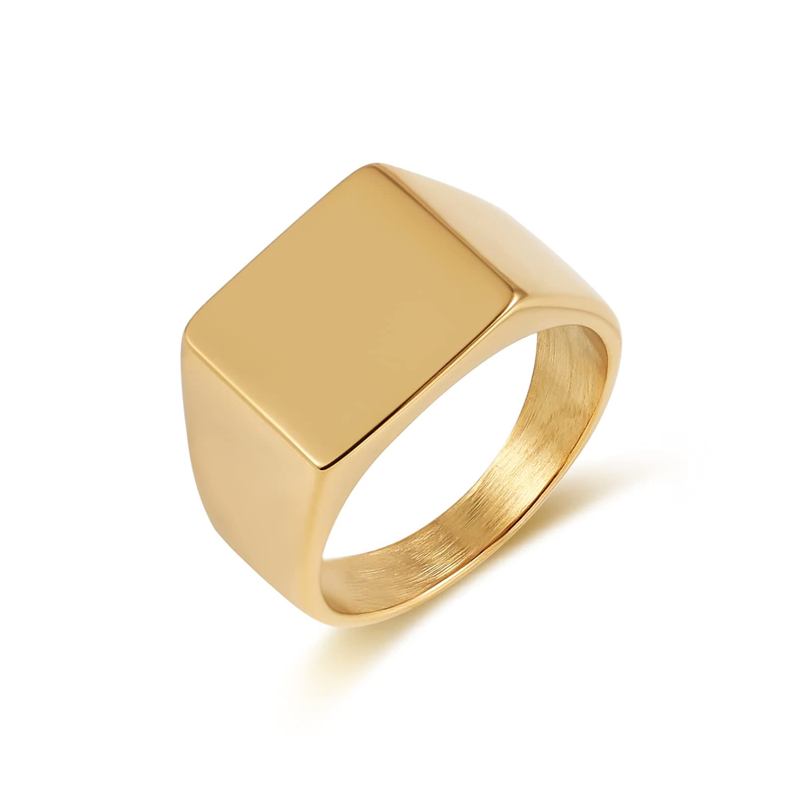 Stainless Steel Square Signet Ring - Men and Women