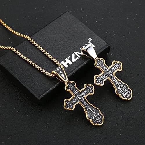 HZMAN Byzantine Cross Necklace for Men and Women