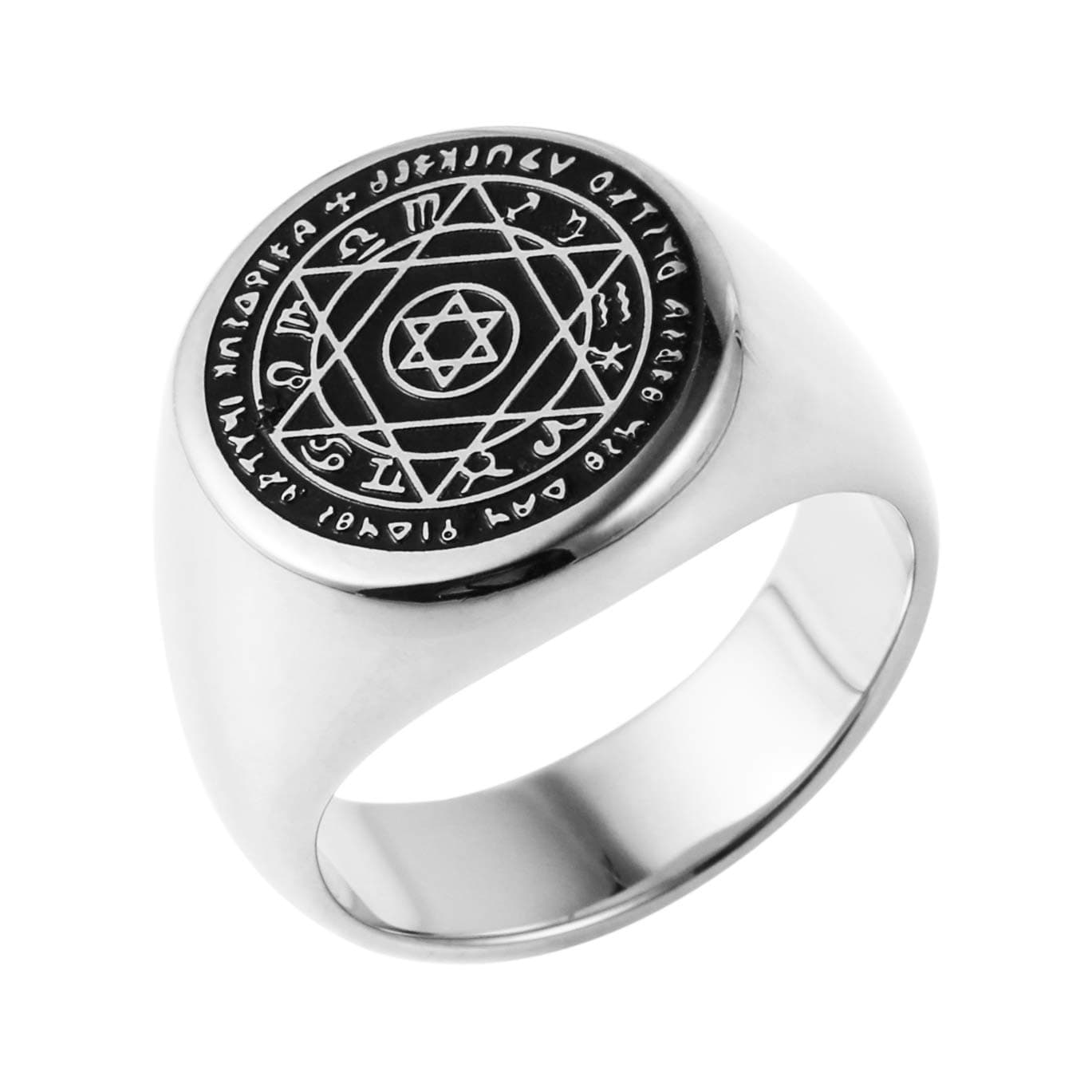 HZMAN Solomon Seal Constellation Rings Stainless Steel for Men Women